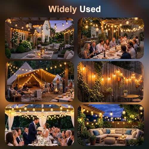 Outdoor Festoon String Lights Mains Powered, 100FT/30M Garden String Lights with 50+2 Shatterproof G40 Bulbs, IP44 Waterproof Outside Lighting for Patio Gazebo Pergola Party Wedding (Warm White)