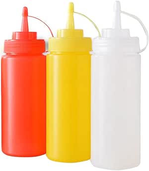 3pcs plástico Squeeze Salsa Botellas Dispensador/condimento contenedor