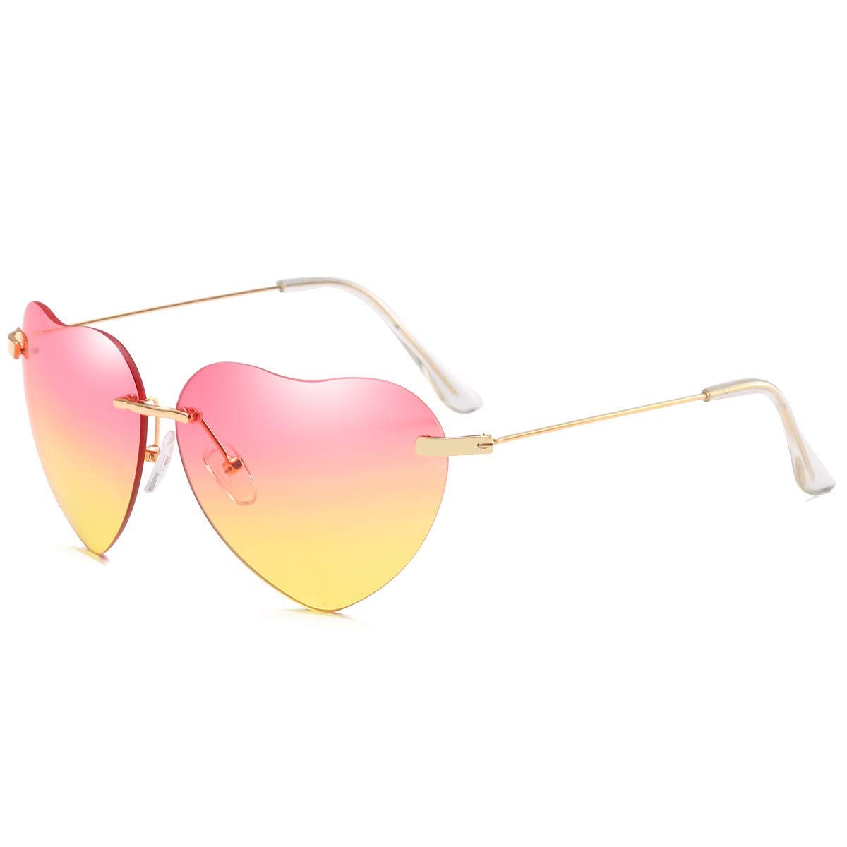 Photo 1 of Dollger Heart Sunglasses for Women Thin Metal Frame Lovely Heart Style pink and yellow lens