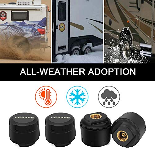 Vesafe TPMS, Wireless Tire Pressure Monitoring System for RV, Trailer, Coach, Motor Home, Fifth Wheel, with 10 Anti-Theft sensors, Include a Signal Booster
