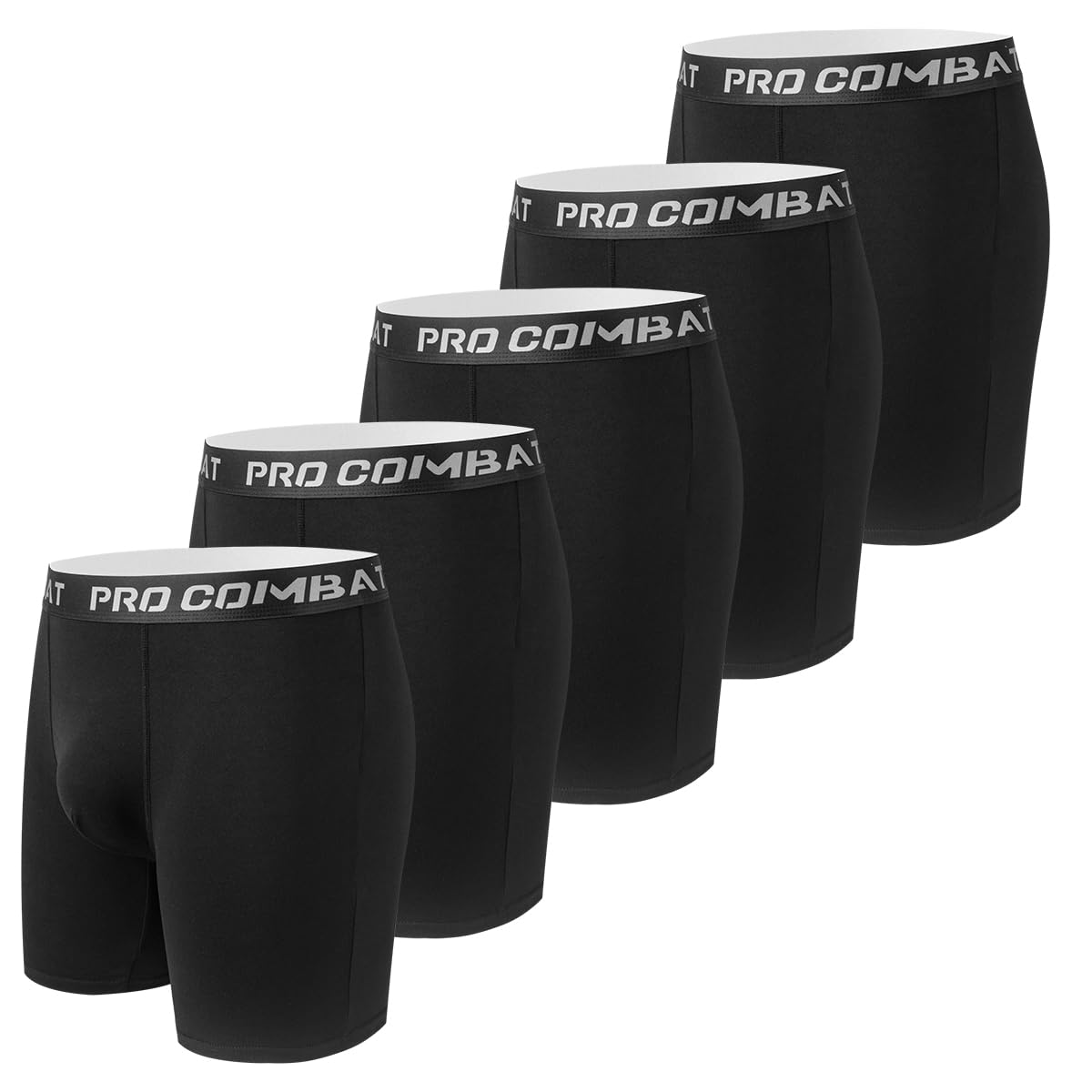 Photo 1 of HUOPAOSHUO Combat Pro Underwear Multicolor Boxer Briefs Pack of 5 Black X-Large
