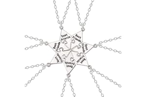 Yocoyee Multi Puzzles Best Friends Forever Necklaces Stainless Steel Engraved Heart Pendant Set Friendship Necklaces Gifts