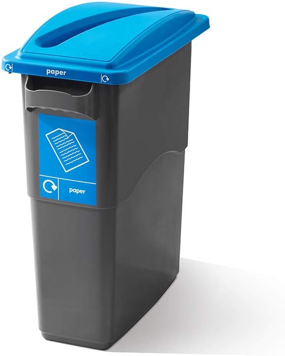 Ecosort Midi Recycling Bin with Blue Lid for Paper