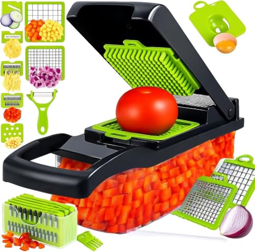 Ralador Multifuncional 16 em 1 Mandoline Profissional Cortador Fatiador de Legumes em Aço Inox com Recipiente Praticidade e Economia de Tempo na Cozinha