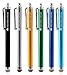 The Friendly Swede Micro-Knit Stylus Pen for Touchscreen — 6-Pack Hybrid Fiber Tip Universal Capacitive Stylus Pen for iPad; Lanyards & Cleaning Cloth - Silver/Aqua Blue/Green/Dark Blue/Yellow/Black