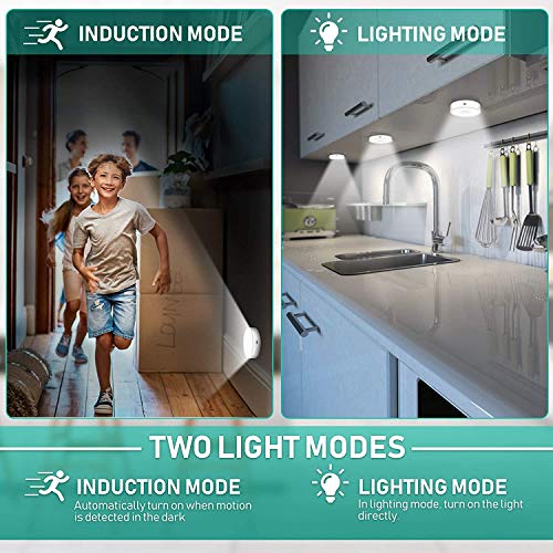 LED Nachtlicht mit Bewegungsmelder, 3 Stück Kaltes Weiß Auto EIN/AUS Nachtlicht mit Dämmerungssensor, Stick-On Nachtlicht Bewegungsmelder Batterie für Kinderzimmer Schlafzimmer Treppen Flur