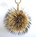 AURORA168 Fluffy Fur Pom Pom Ball Keyring / Bag Purse Charm Gold Ring, X-large - Super big brown