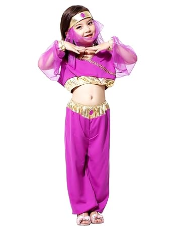 Größe XL - 7-8 Jahre - Kostüm - Verkleidung - Karneval - Halloween - Odaliscus - Araber - Bauchtänzerin - Violette Farbe - Mä