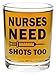 Nurse Shot Glass Nurses Need Shots Too Funny Nurse Gifts Nursing School Gift Shot Glasses 2-Pack Round Shot Glass Set Black