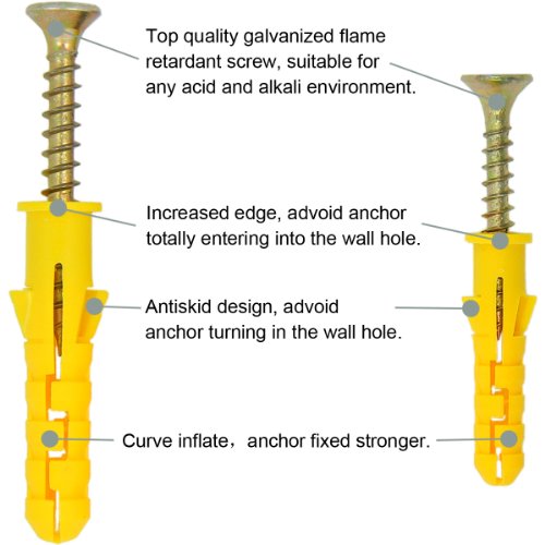 Shells 50Pack Self Drilling Drywall Anchor Kit with Screws (Yellow) - Thumbnail 2
