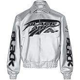 thesupermade Leather Jacket Biker Racing Faux Motorcycle Moto Varsity Streetwear Bomber Jacket