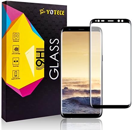 Galaxy S8 Screen Protector Tempered Glass YOTECE Full Screen Coverage Ultra HD Clear Scratch Resistant Easy to Install Curved Film for Samsung Galaxy S8 - Black (S8 Plus)