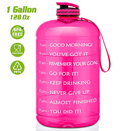 FRETREE Gallon Water Bottle Portable Water Jug - Fitness Sports Daily Water Bottle with Motivational Time Marker, Leak-Proof Gym Bottle for Outdoor Camping, Pink(1 Gallon, BPA Free) - Thumbnail 7