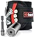 Magnetic Wristband for Holding Tools with Universal Socket Grip - Strong Magnets Armband Tool Holder for Men w/Ratchet Wrench Power Drill Adapter Fathers Day Gifts Tools for Dad, DIY Handyman (Black)