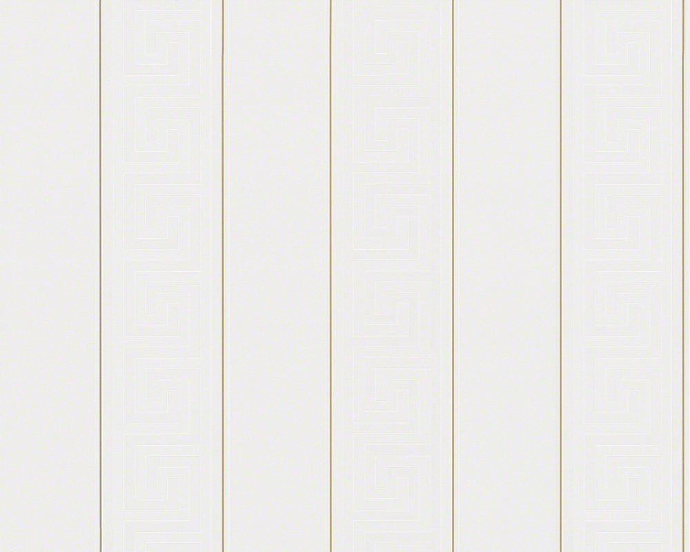 Striped Wallpaper Versace 3 Non-Woven Wallpaper 10.05 m x 0.70 m Gold White Made in Germany 935241 93524-1