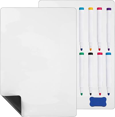 Hisredsun A3 Magnetic Dry Erase Whiteboard Sheet for Fridge 2 Pack 8 Pens 2