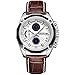 JEDIR Men Chronograph Quartz Wrist Watch Analog Dial with Date Window Soft Brown Leather Band