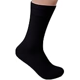 Rambutan Men’s Bamboo Rayon Seamless Dress Socks, Soft Breathable Solid Colors