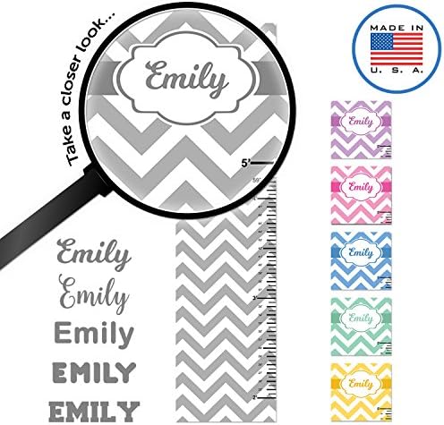 WallClipz Personalized Growth Chart FABRIC Wall Decal, Gray Chevron with Name, Height Ruler Measurement, Peel and Stick Nursery Decor Baby, MADE IN USA