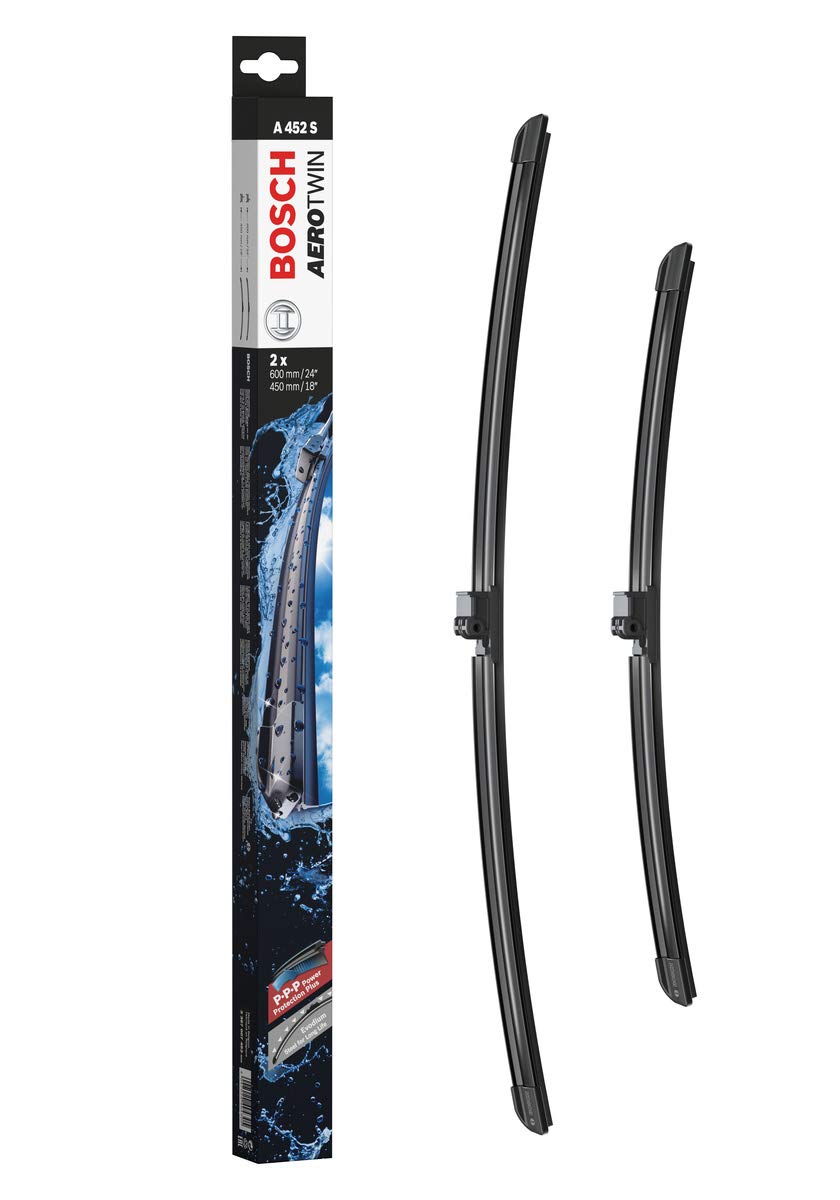 BoschWiper Blade Aerotwin A452S, Length: 600mm/450mm – Set of Front Wiper Blades - Only for Left-Hand Drive (EU)