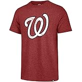 MLB Men's Distressed Imprint Match Team Color Primary Logo Word Mark T-Shirt (Washington Nationals Red, Small)