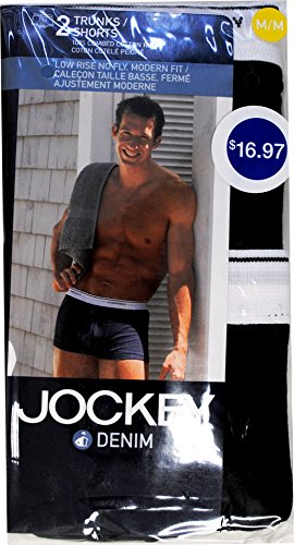 JockeyÂ® Men's Underwear Low-rise No Fly Denim-look Cotton Trunks, 2-pack (Medium, Black)