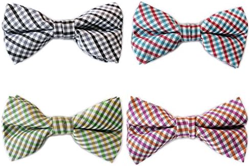 Adjustable Men’s Pre-tied Classic Plaid Bow Ties More Color Options By Avant Men (4 Pack-Style E)