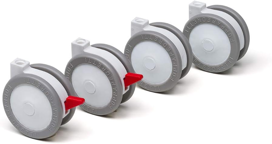 Foppapedretti 4 Wheels Nylon Rubberized, Replacement for sunbeds and Baths Foppapedretti White Grey, 4 Unità (Confezione da 1)