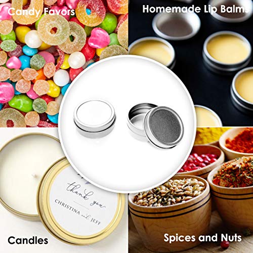Mimi Pack 24 Pack Tins 1 oz Shallow Round Tins with Solid Slip Lids Empty Tin Containers Cosmetics Tins Party Favors Tins and Food Storage Containers (Silver) - Thumbnail 2