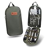 Bisgear 17pcs Backpacking Camping Cookware Kitchen Utensil BBQ Organizer Travel Mess Kit with Water Resistant Case, Cutting Board, Rice Paddle, Tongs, Scissors, Knife, Spork