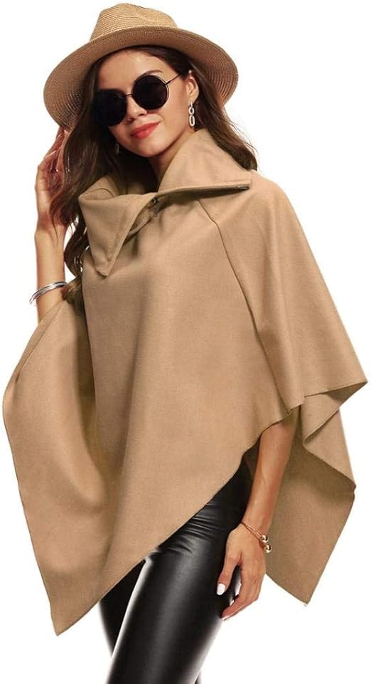 Wetterfleck Umhang Cape Poncho Damen Trachten-Mantel Walk Wolltuch Kapuze Grau - Foto 8