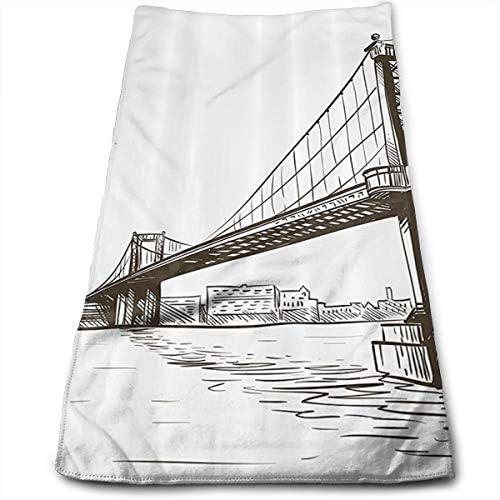 Jiqnajn6 Digital Drawing Unusual Brooklyn Bridge Bath Towels Bathroom-Hotel-Spa-Kitchen-Set - Circlet Egyptian Cotton - Highly Absorbent Hotel Quality Towels