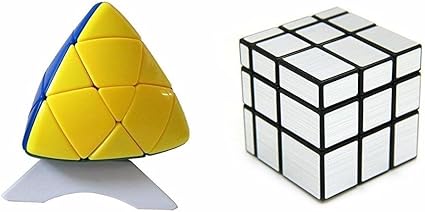 Adichai Combo of Silver Mirror Cube and Pyramid