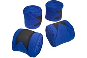 SIE EQUESTRIAN Horse Leg Bandage/Horse Leg wrap (Set of 4) Red, Blue, Navy Blue, and Black (Blue)