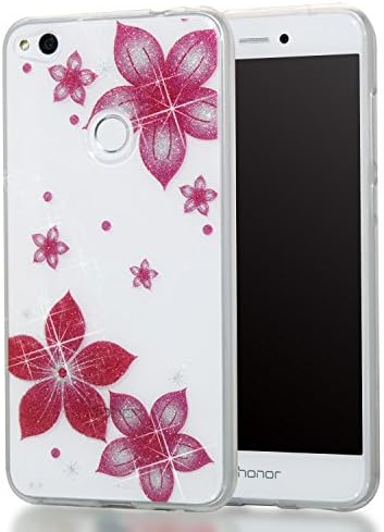 Huawei P8 Lite 2017 Case, lYonge shinning Glitter Flexible Soft Rubber Gel Clear Transparent TPU Silicone Back Case for Huawei P8 Lite 2017 Cover Case (morning glory)