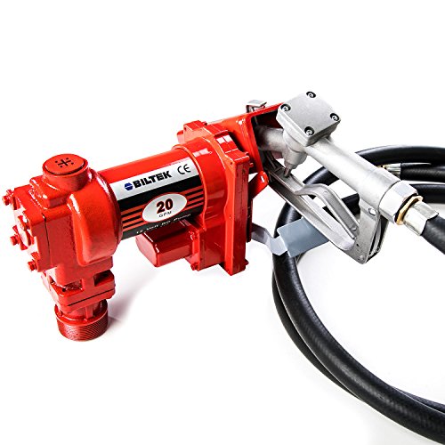 12V DC High-Flow 20 GPM Fuel Transfer Pump for Gasoline, Diesel Fuel, Kerosene, Mineral Spirits, Heptane, Hexane, E15, Biodiesel, and Similar Fuels or Oils