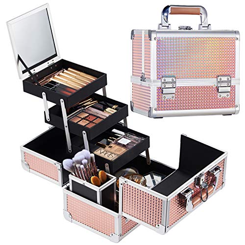 Joligrace Makeup Box Cosmetic Train Case for Women Travel Jewelry