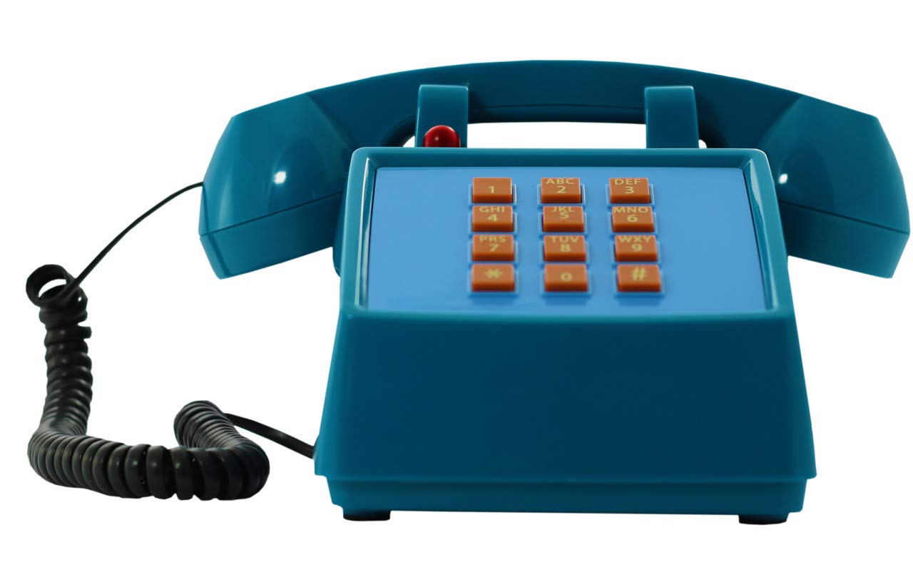 Opis PushMeFon Cable: The Landline Phone for Home in Retro Style - Non Electric Vintage Push Button Telephone for Landline Connections in Light Blue