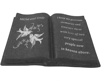 YöL Slate Grey Mum Dad Memorial Dove Book Stone Grave Plaque Ornament