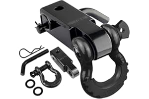 AUTOBOTS Tow Hitch Receiver 2", 45,000 Lbs Break Strength Shackle Hitch Receiver with 5/8" Hitch Pin, 3/4 D Ring Shackle, Towing Accessories for Truck Trailer Recovery Off-Road Black&Black