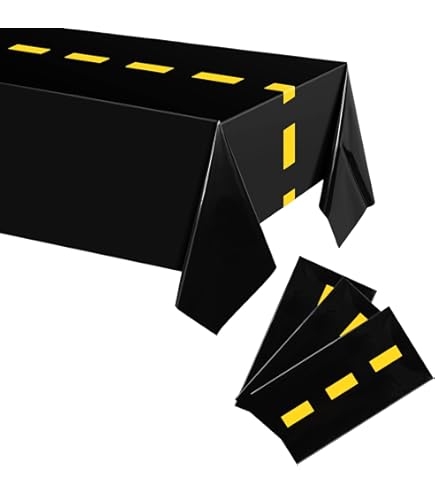Construction Theme Birthday Tablecloth – Dump Truck Print Plastic Table Cover For Kids Party Decor – Black, 54x108 Inches