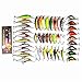 Isafish Fishing Lures Set, Minnow Crank Popper Rattlin Saltwater Fishing Bait Kits with High Carbon Steel Treble Hook Tackle Kits - 43pcs+1pcs Fishing lamp
