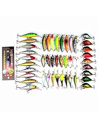 Isafish Minnow Juego de Señuelos de Pesca Crankbait Tackle Pack de 43 piezas Surtido de Equipo de Señuelos para Pesca Bass