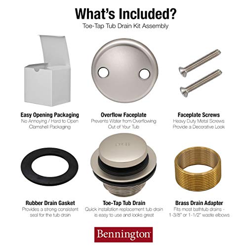 Toe Touch Tub Drain Replacement Bathtub with Overflow Cover Assembly in