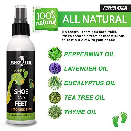 Funky Feet Foot Odor Spray Shoe Spray Deodorizer & Odor Eliminator