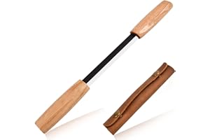LEONTOOL Draw Knife Woodworking Tool 5.6 inch Debarking Knife with Leather Sheath, SK5 Wood Scraper Straight Handles Wood Car