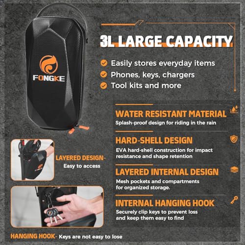 FONGKE E Scooter Lock with Bag, Handcuff Lock, Lock for E Scooter, Bicycle Lock High Security, Chain Lock Bicycle Anti-Theft, Fire-Hardened Steel, Ideal for Scooter/Bicycle