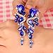 BriLove Women's Wedding Bridal Dangle Earrings Bohemian Boho Crystal Multiple Teardrop Chandelier Long Jewelry Gold-Tone Royal Blue Sapphire Color
