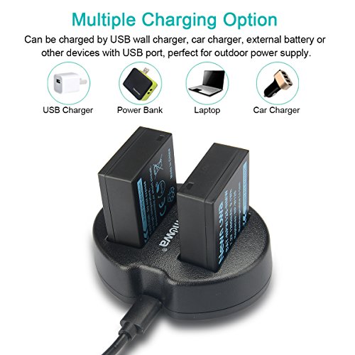 Newmowa Double USB Chargeur + 2 Remplacement Batteries NP-W126 pour Fujifilm NP-W126 NP-W126S Fuji FinePix HS30EXR, HS33EXR, HS50EXR, X-A1, X-E1, X-E2, X-M1, X-Pro1,X-T1,X-T2,X-H1 - Image 3
