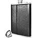 The Premium Shot Flask (8oz) - Includes a Built-in 2oz Collapsible Shot Glass and Bonus Funnel - Leak Proof - Food Grade 304 18/8 Stainless Steel and Faux Leather Wrap by Future Hydrate (Black, 8 oz)